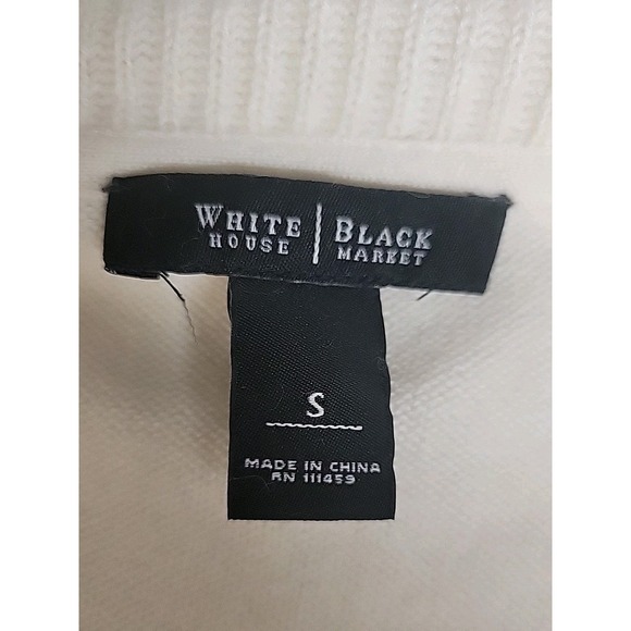 White House Black Market Ivory Sweater Rabbit Hair Blend Open Cardigan SZ S - Picture 4 of 6